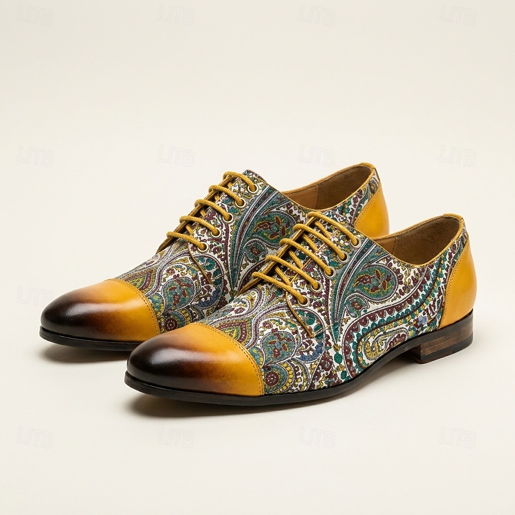 Elegant Paisley Oxford Dress Shoes – Genuine Leather Luxury Formal Footwear for Business Events, Weddings & Evening Parties 2026 - $109.99 –P3