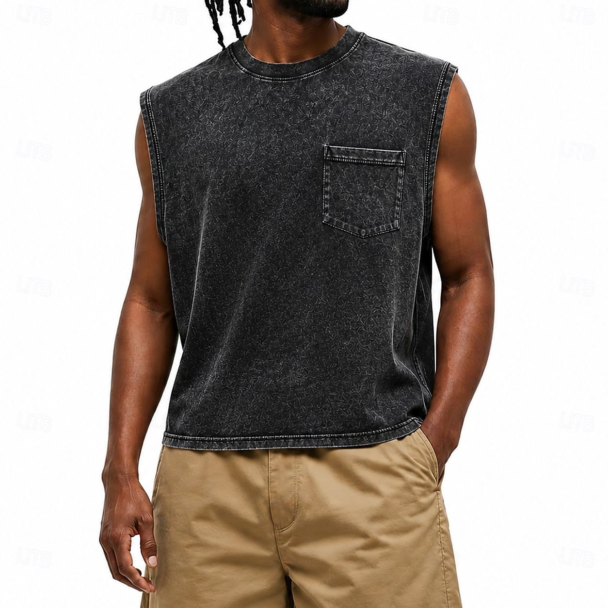 Men's Tank Top Vest Top 100% Cotton Acid Wash Shirt Sleeveless Crew Neck Hooded Zip Summer Spring Plain Fashion Designer Basic Plain Casual Vacation Street Black Purple Light Blue Top Tee for Men 2026 - $31.99 –P9