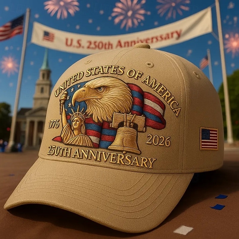 Cappello per il 250° anniversario degli Stati Uniti, berretto da baseball commemorativo 1776-2026, cappello patriottico americano 250 con aquila calva, campana della libertà e statua della libertà del 2026 a $13.99 –P4