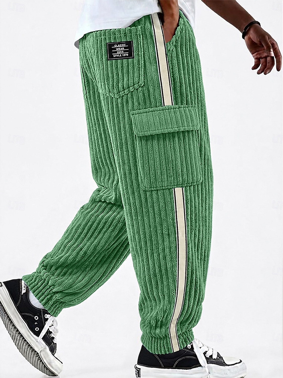 Homens Calças Cargo Calças Calças de Veludo Calção Calça casual Com Cordão Bolso multi Côr Sólida Conforto Comprimento total Casual Diário Ao ar livre Moda Estilo Clássico Azul Azul Marinha Sem de 2026 por $33.99 –P1