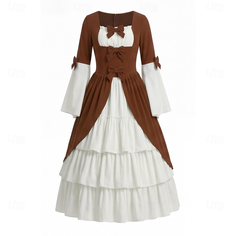 Retro Vintage Medieval Renaissance Dress Long Sleeves Princess Square Neck Fancy Dress Women's Fantasy Christmas Halloween Carnival Party Renaissance Fair LARP Adults' Dress 2026