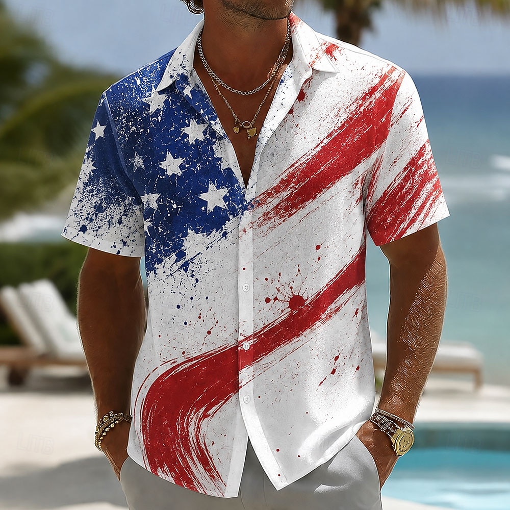 Herren 250. Jubiläums Patriotische Amerikanische Flagge 1776 2026 Hemd Kurzarm Sommer Urlaub Oberteil 2026 - $25.99 –P4