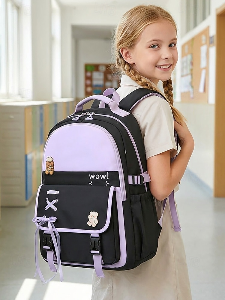 Student School Backpack,Waterproof Polyester Bookbag,Large Capacity,Multi-Compartment Cute Schoolbag for Girls,Reflective Travel Bag with Luggage Strap,Multi Colors 2026 - $46.99 –P1