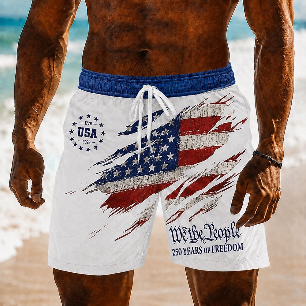 4 luglio 2026 250° Per uomo Bandiera Americana Costumi da bagno Costumi da bagno Pantaloncini da bagno Pantaloncini da Surf Misura del girovita medio Patriotico Quotidiano All'aperto Festival Tasche del 2026 a $20.99 –P4