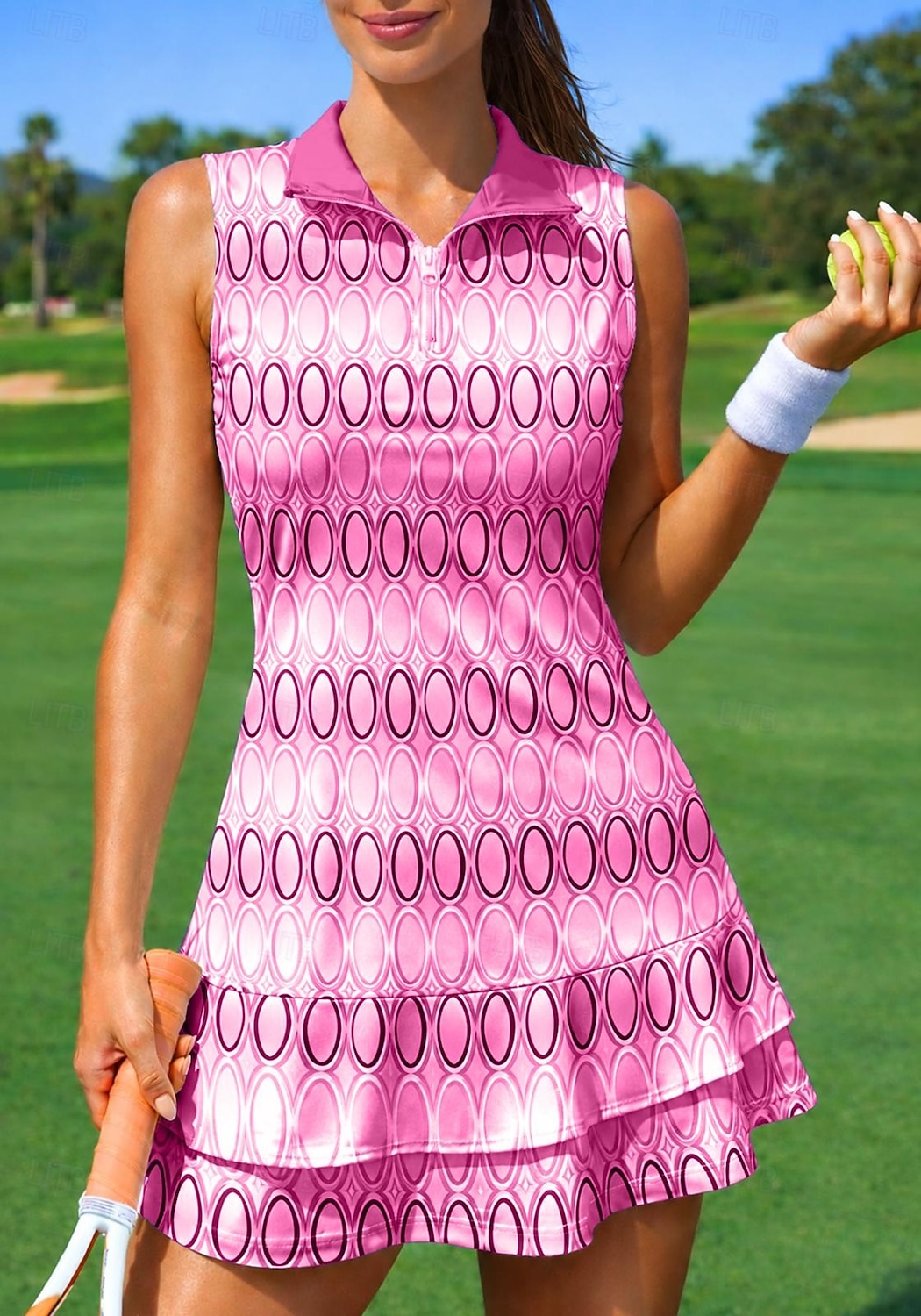 Mulheres Geométrica Vestido esportivo Vestido Polo de Tênis Sem Manga Quarter Zip Elástico Redutor de Suor Respirável Voleibal Tênis Golfe Colarinho Aberto para a Lateral Vestidos Rosa claro Vermelho de 2026 por $28.99 –P6