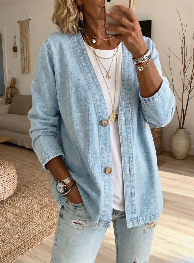 Per donna Tunica Patchwork Tinta unica Vintage Western Casual Manica Corta Manica Lunga Scollo a V Top lunghi Casuale Blu Nero Azzurro Estate Primavera del 2026 a $34.99 –P2