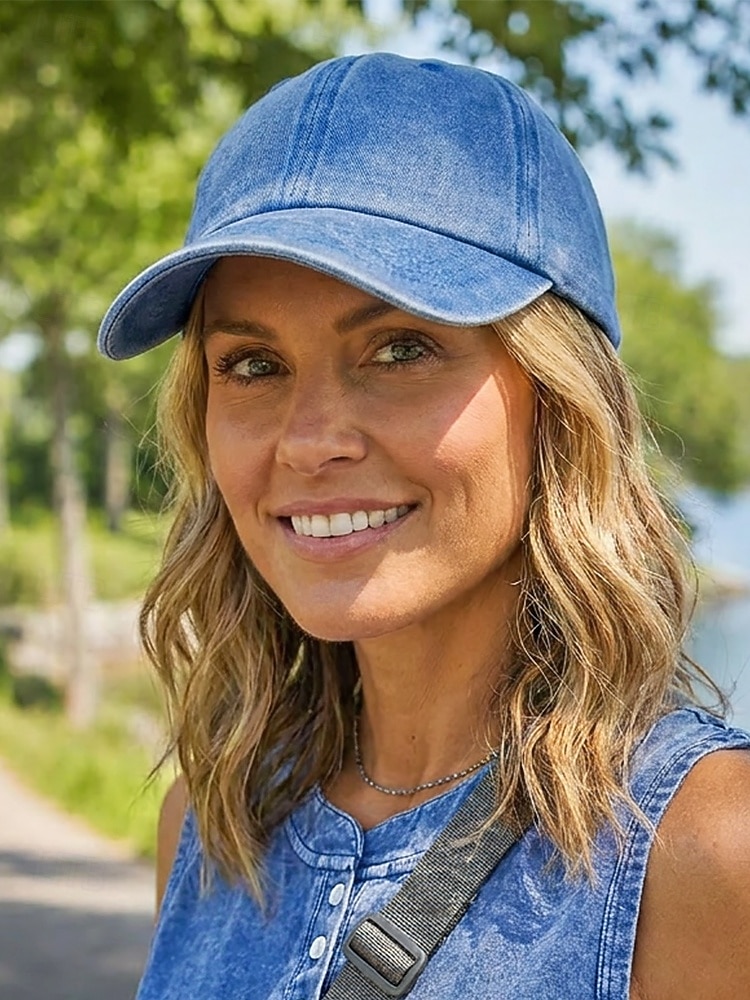 Dames baseballpet van gewassen katoen, verstelbare pet in vintage stijl, verkrijgbaar in verschillende kleuren, ademende zomerpet voor op reis, buitenactiviteiten, het strand en dagelijks gebruik. 2026 - $11.99 –P1