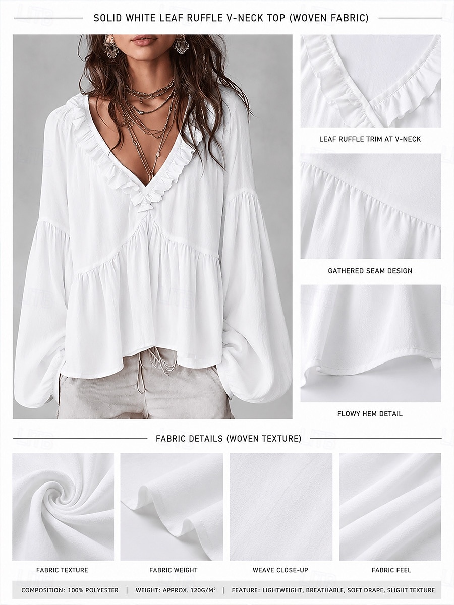 Women's Shirt Tunic Ruffle Ombre Floral Graphic Elegant Bohemia Vacation Long Sleeve V Neck Long Tops Casual Daily Blue White Yellow Red Purple Summer Spring 2026 - $37.99 –P5