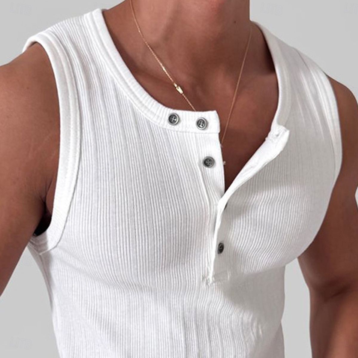 Homens Malha Íntima Camiseta Interior camisa sem manga camisa espancadora Sem Manga Gola Redonda Henley Verão Bloco de cor Pit Strip Moda Designer Músculo Botões Casual Ao ar livre Para Noite Preto de 2026 por $19.99 –P4