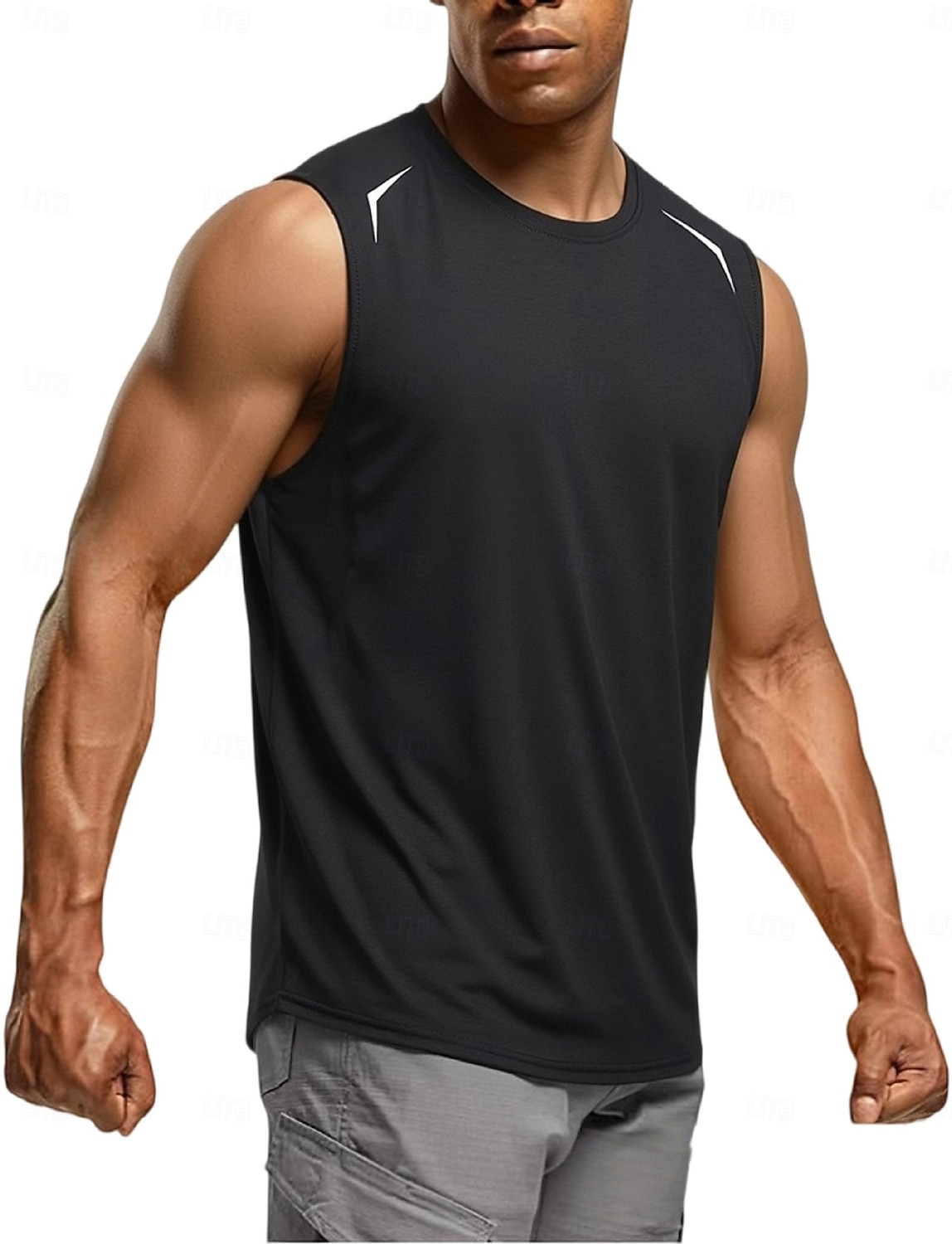 Men's Racer Back Tank Top Sleeveless Crew Neck Summer Solid Color Sports Soak Off Reflective Strip Minimalist Casual Silver Light Khaki Black Top Tee for Men 2026 - $19.99 –P6