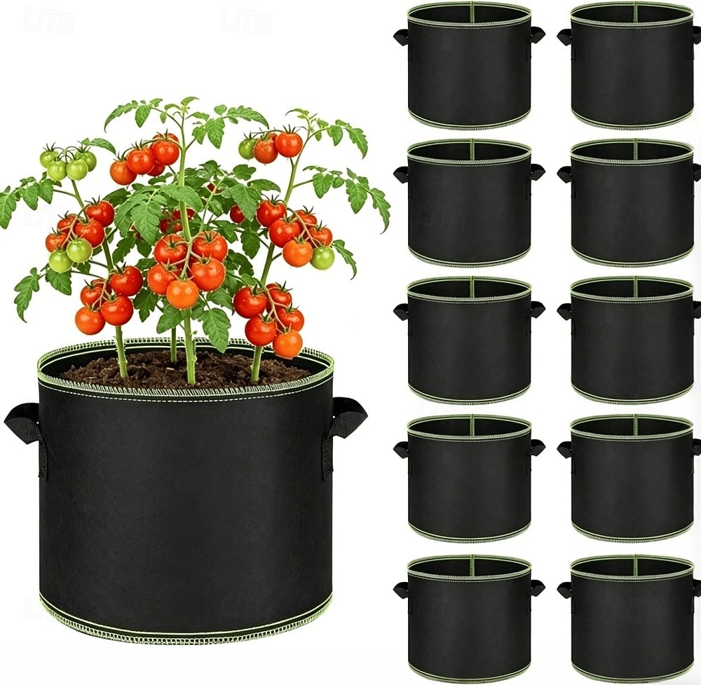 10-pack odlingspåsar på 23 liter, kraftiga förtjockade odlingspåsar av non-woven-tyg med förstärkta handtag, andningsbara filtkrukor för grönsaker, blommor, örter, frukt, plantskola 2026 - $35.99 –P1