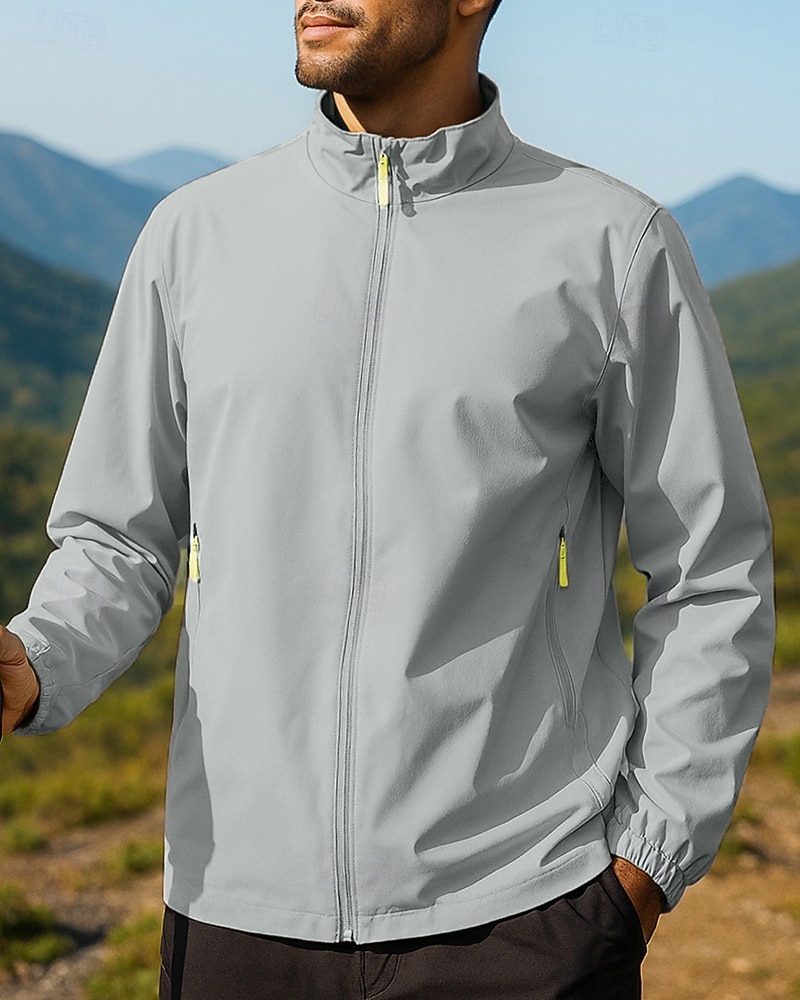 Herre Vindtett jakke Softshell jakke Turjakke Utendørs Vanntett Vindtett Turantrekk Turklær Vår Høst Topper Camping / fotturer / grotting Løp Svart Hvit Gul 2026 - $31.99 –P9