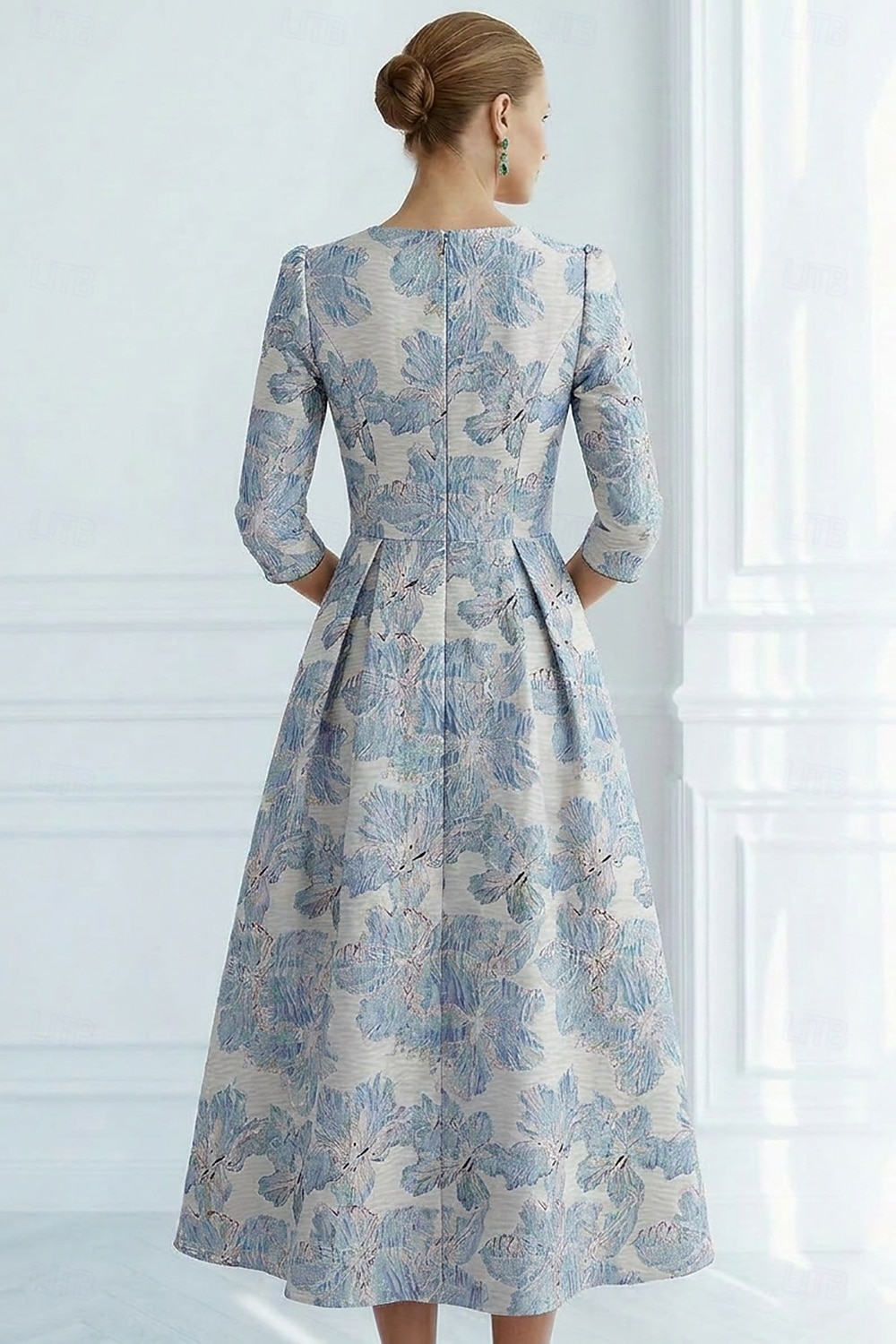 Linea ad A Lunghezza Tè Abiti da Cocktail Abiti da festa Elegante Vintage Manica Corta Scollo a V Matrimonio Formale Jacquard con Fiocco/Fiocchi Tasca del 2026 a $172.99 –P12