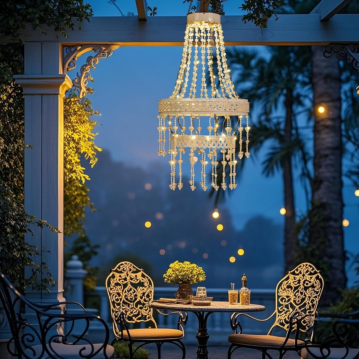 Solar Hanging Crystal Chandelier Outdoor, Boho Farmhouse Solar Garden Light, Waterproof Acrylic Crystal Pendant Lantern for Patio, Yard, Porch, Balcony, Tree, Wedding, Party & Holiday Decor 2026 - $62.99 –P6