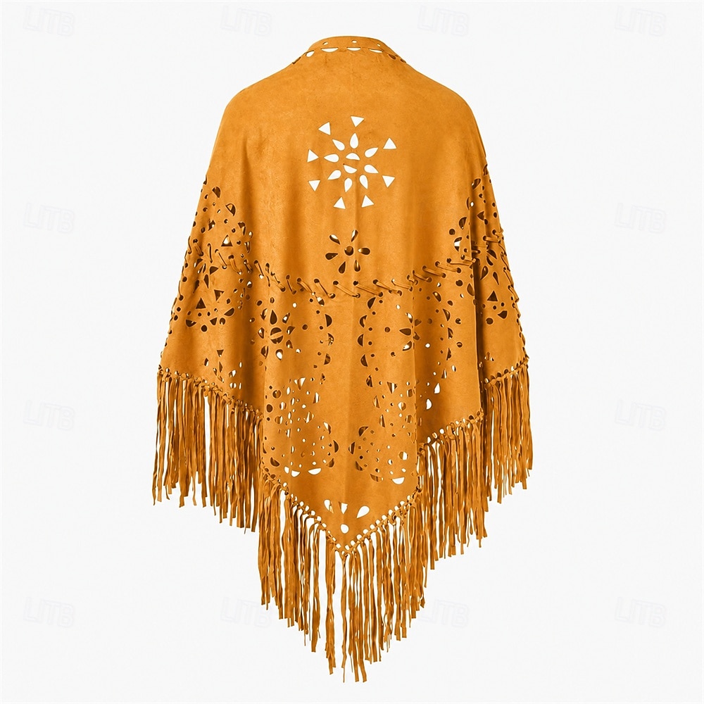 Retro Vintage Hippie 1970s Cape Hippie Tassel Fringe Fancy Dress Women's Carnival Music Festival Holiday Adults' 2026 - $49.99 –P7