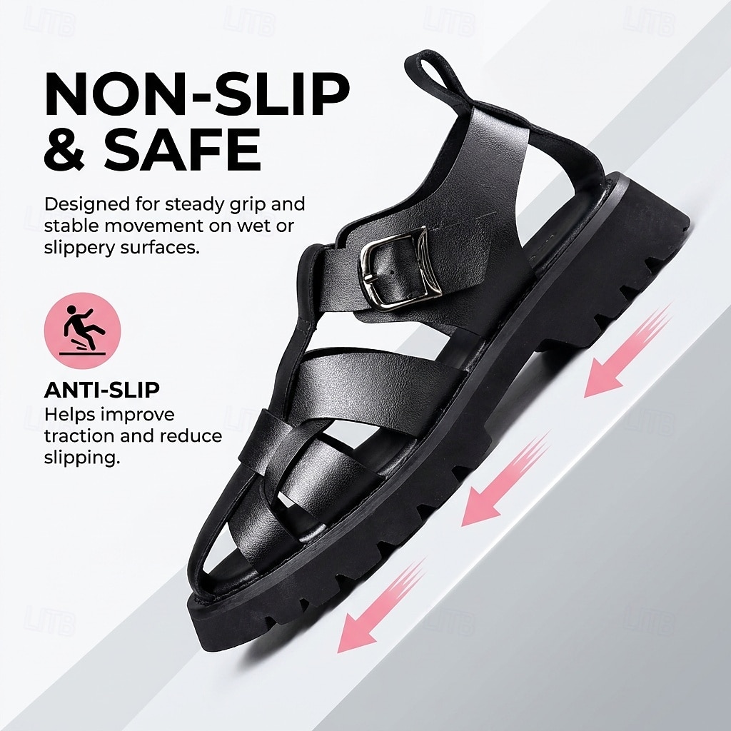 Sandali gladiatore neri da uomo – sandali sportivi da esterno regolabili, calzature comode e resistenti per viaggi, vacanze al mare, passeggiate e avventure estive del 2026 a $64.99 –P3