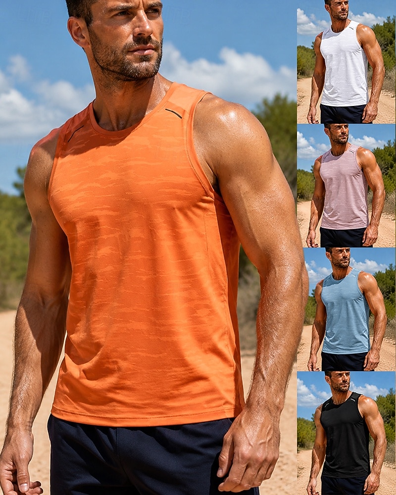 Men's Solid Colored Workout Tank Top Running Tank Top Gym Tank Top Summer Spring Sleeveless Quick Dry Lightweight Moisture Wicking Breathable Gym Workout Running Walking Jogging Fitness Blue White 2026 - $22.99 –P1