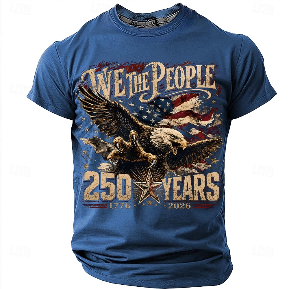 Herren 250. Jubiläum Patriotische Adler American Flag 1776 2026 Graphic T-Shirt Kurzarm Rundhals Sommer Street Top 2026 - $19.99 –P8