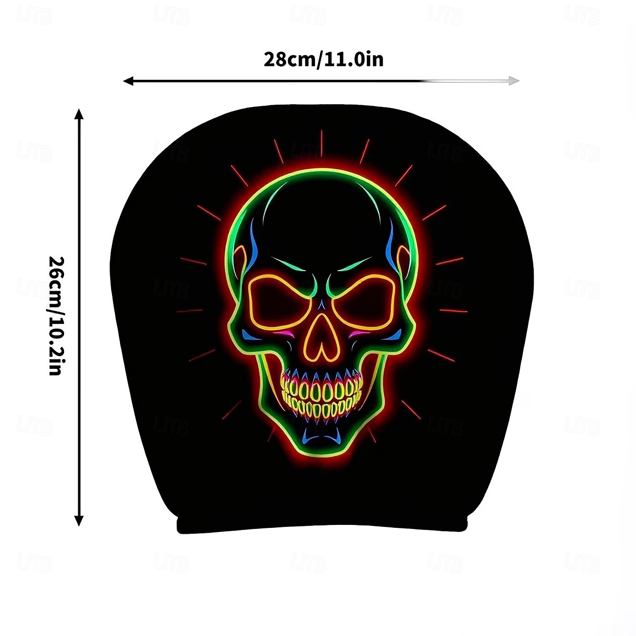 Fundas para reposacabezas de coche con cabeza de calavera fluorescente de neón (2/4 unidades), estampado de calavera de neón moderno y atractivo, decoración interior de coche personalizada, ajuste 2026 - $16.99 –P3
