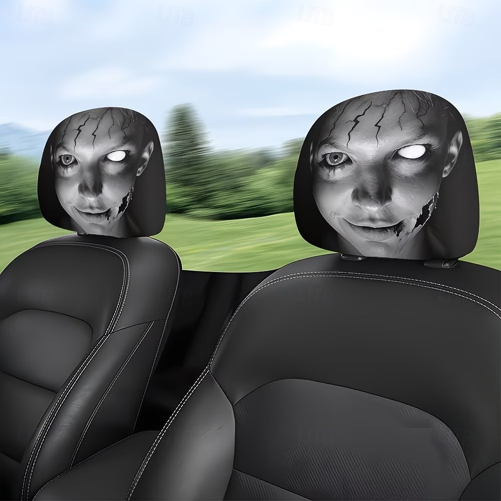 2/4PCS Cracked Makeup Car Seat Headrest Covers, Funny Prank Headrest Protectors, Universal Fit Stretch Car Interior Accessories, Washable and Easy to Install, Comfortable Seat Protection for Cars, SUV 2026 - $16.99 –P6
