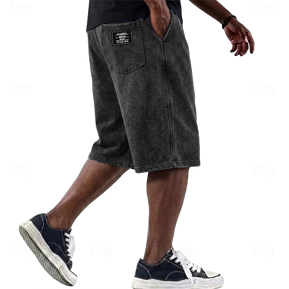 SoftFade™ Men's Shorts Summer Shorts Casual Shorts Acid Wash Shorts Pocket Elastic Waist Classic Solid Washed Comfort Breathable Knee Length Casual Outdoor Beach Vacation Fashion Blue Black Inelastic 2026 - $32.99 –P2