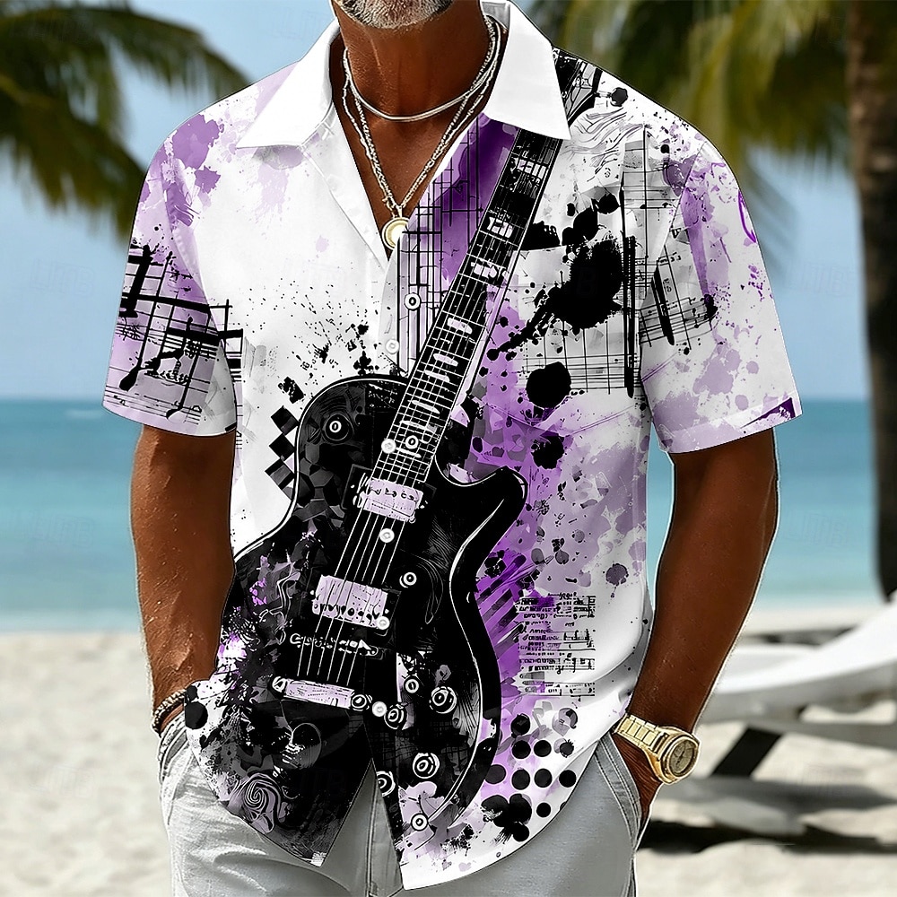 Per uomo Chitarra Strumento musicale Camicia Camicia Estiva Camicia con Bottoni Manica Corta Vintage Retrò All'aperto Vacanza al Mare Estate Primavera Collo ripiegato Stampa 3D Camicie con bottoni del 2026 a $12.99 –P4