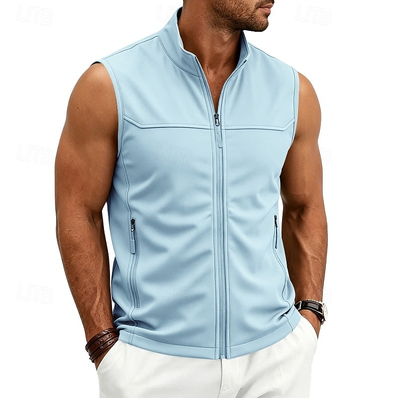 Homme Couleur Unie Gilet de course à pied Veste softshell Débardeur Rembourré Été Printemps Automne Avec Poches Fermeture intégrale Sans manches Séchage Rapide Léger Respirant Salle de sport Pêche de 2026 ? $26.99 –P20