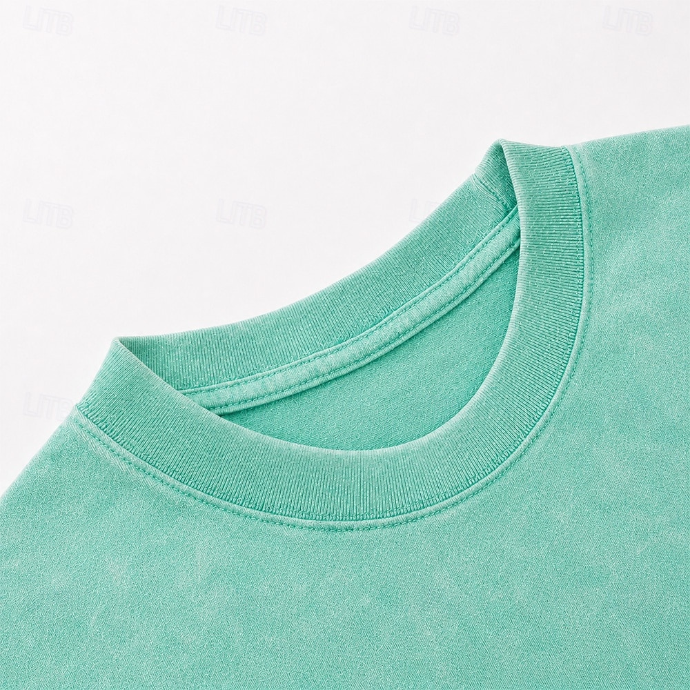 Tricou bărbătesc cu imprimeu hawaian din frunze de palmier și nucă de cocos, 100% bumbac, spălat acid, gros, tricou cu mânecă scurtă, guler rotund, stil DTG, îmbrăcăminte la modă, stil zilnic, 2026 - $27.99 –P9