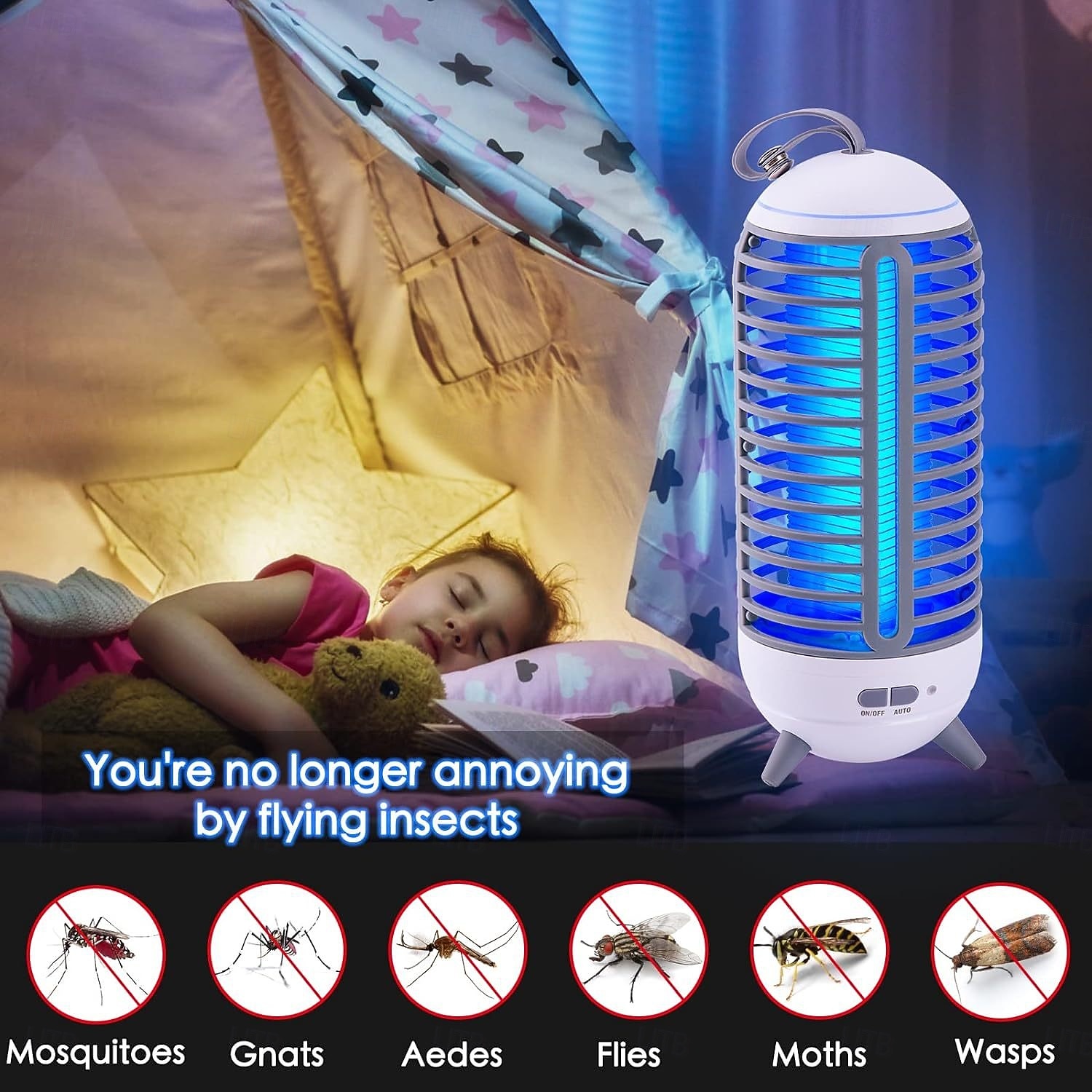 Kabelloser Insektenvernichter für den Außenbereich, wiederaufladbar, 2-in-1-Funktion: kabellose Mückenlampe mit 2500-mAh-Akku, elektrische Insektenfalle, ideal für drinnen und draußen, z. B. auf 2026 - $59.99 –P3
