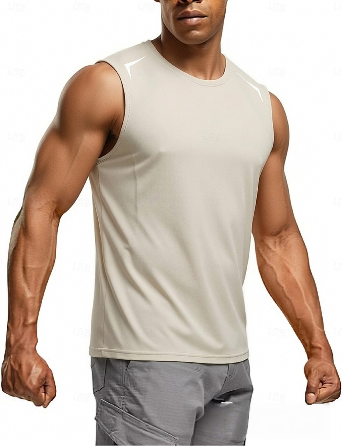 Men's Racer Back Tank Top Sleeveless Crew Neck Summer Solid Color Sports Soak Off Reflective Strip Minimalist Casual Silver Light Khaki Black Top Tee for Men 2026 - $19.99 –P13