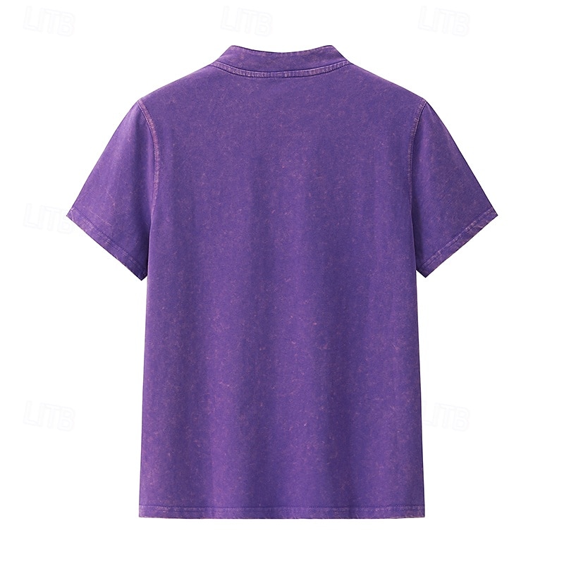 softfade™ maglietta henley da donna 100% cotone stile vintage alla moda elegante maniche corte top regolari casual spiaggia blu kaki nero viola arancione primavera del 2026 a $28.99 –P10
