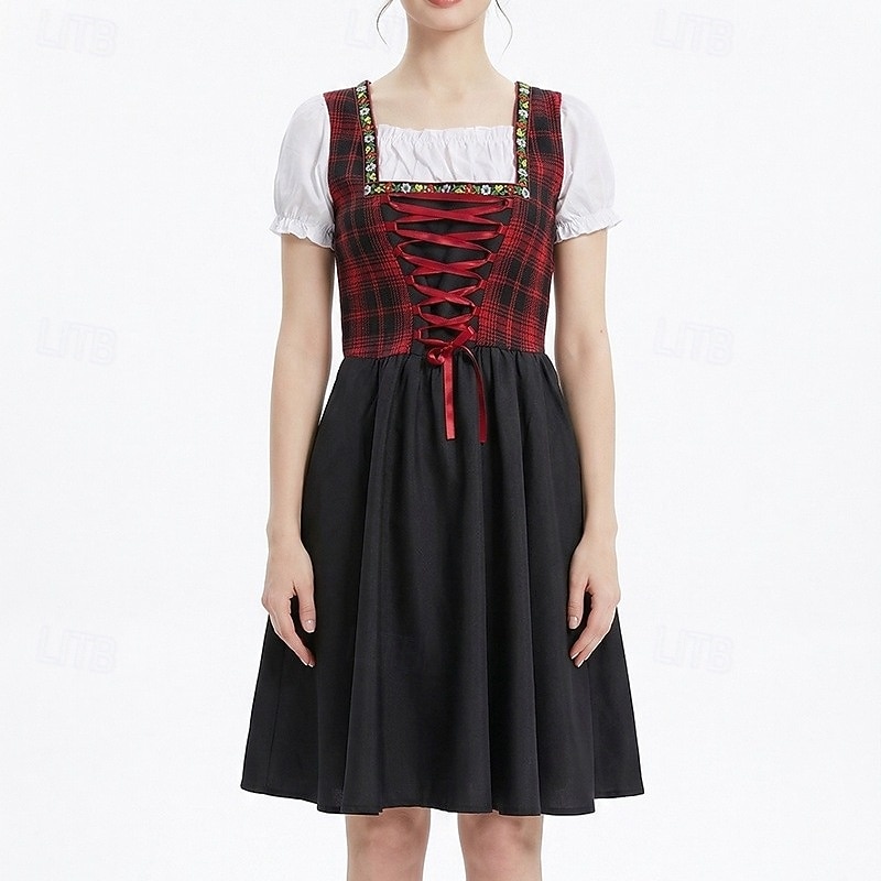Oktoberfest Dirndl Dress Carnival Costume Mini Length Sexy Square Neck German Alpine Heritage Wiesn Women's Carnival Beer Festival Traditional Style Cloth 2026 - $66.99 –P6