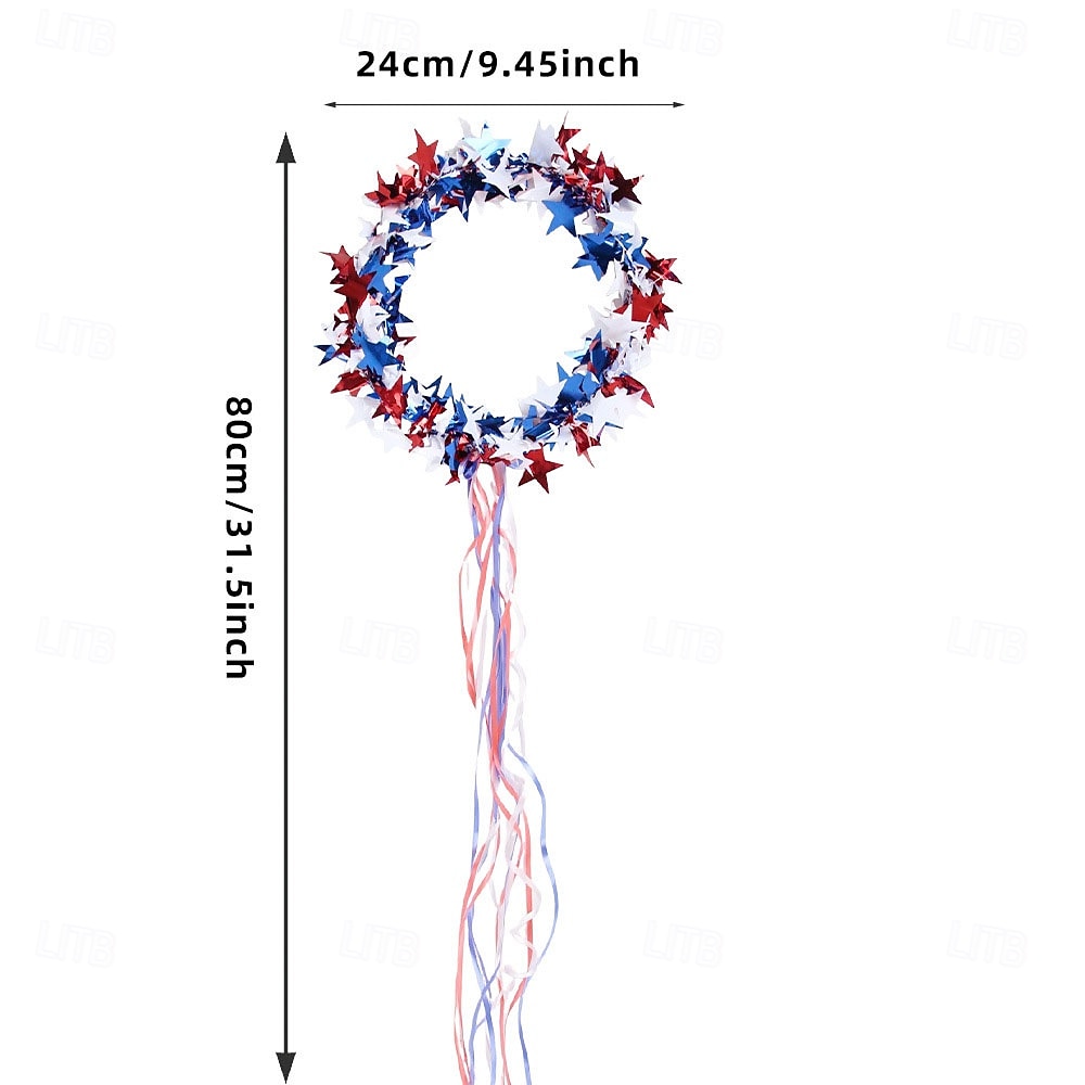 2 PCS Sparkling Americana Star Crown Headbands with Flowing Ribbons, Patriotic Red White Blue Hair Accessories for 4th of July Independence Day, Memorial Day, Veterans Day, Parades, Festivals 2026 - $11.99 –P13