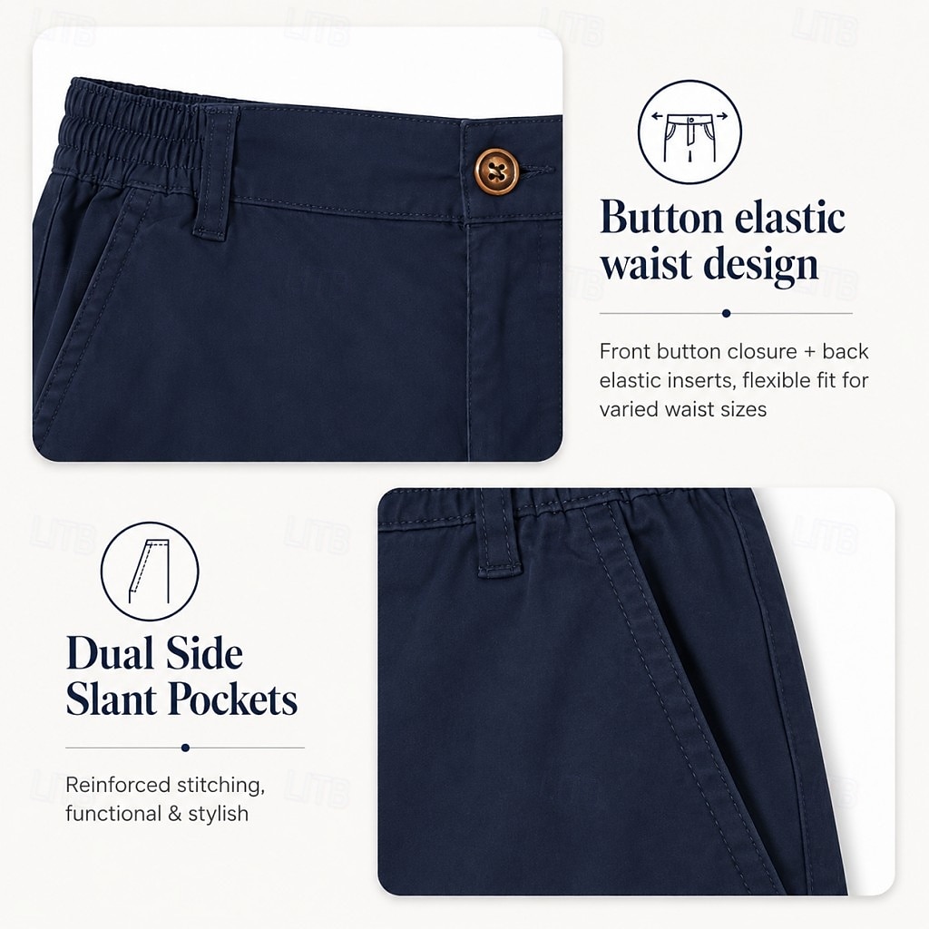 Homme Slacks Robe Short Avec Poches Uni Confort Court Occasionnel Quotidien Extérieur Occasionnel bleu marine Micro-Élastique de 2026 ? $33.99 –P1