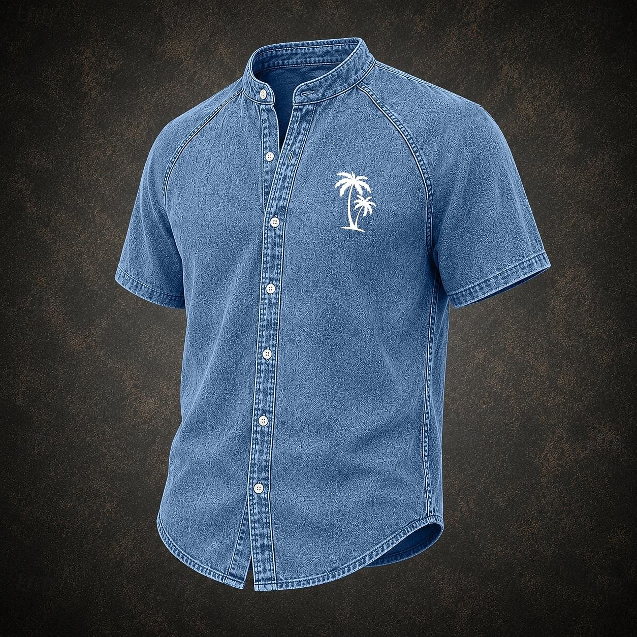 camicia da uomo softfade™ camicia casual camicia in denim camicia acid wash capo tinto rosa verde kaki grigio azzurro manica corta tinta unita colletto alla coreana abbigliamento casual quotidiano del 2026 a $31.99 –P3