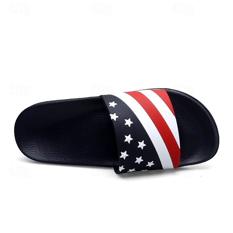 Sandalias planas para hombre con estampado de bandera, zapatos de verano sin cordones con punta abierta, sandalias casuales ligeras para festivales de música, playa, piscina y uso diario. 2026 - $26.99 –P4