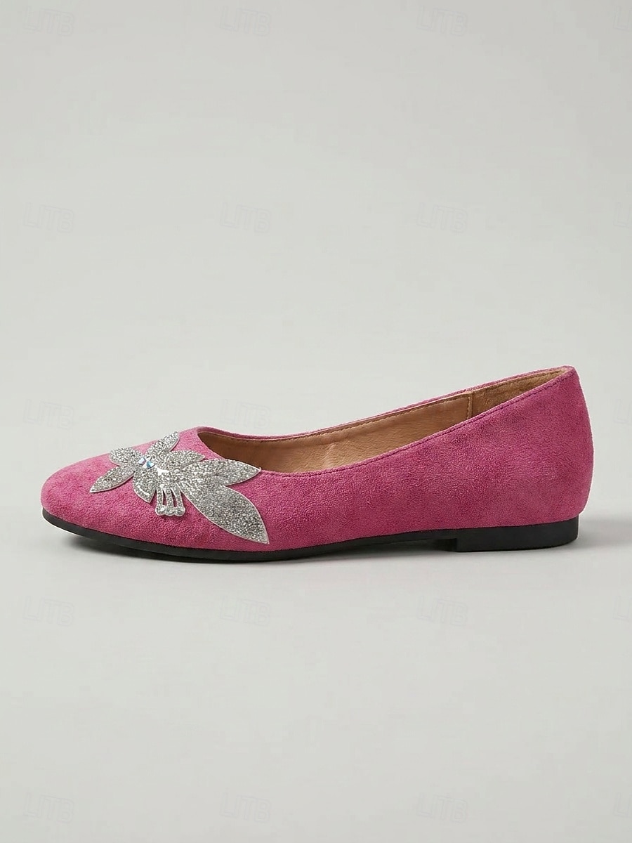 Women's Rose Pink Floral Ballet Flats – Round Toe Slip-On Shoes with Soft Cushioned Insole, Lightweight Flexible Sole and Rhinestone Flower Accent for Travel, Church and Everyday Wear 2026 - $19.99 –P2