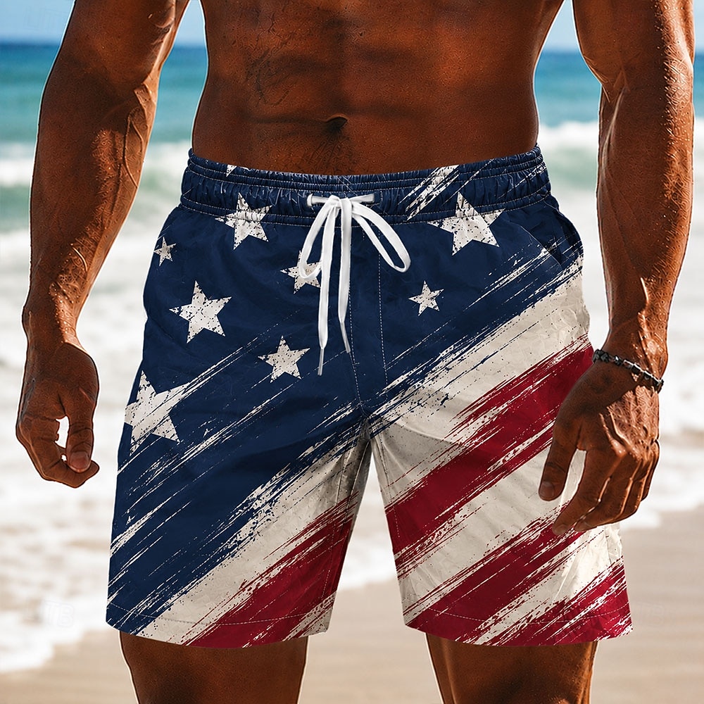Costumi da bagno patriottici americani con bandiera a 1776 2026 a lato con tasche per l'estate per il 250° anniversario degli uomini del 2026 a $20.99 –P2