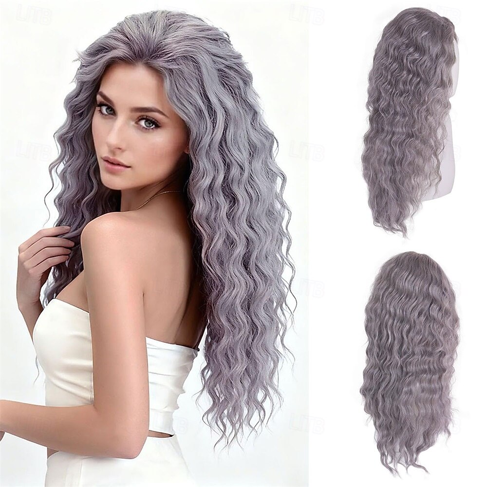 26 Inch Long Wavy Grey Wigs for Women Free Part Hairline Fluffy Hairstyle Victorian Ghost Costume Halloween Party Wig Gothic Horror Witch Cosplay 2026 - $29.99 –P1