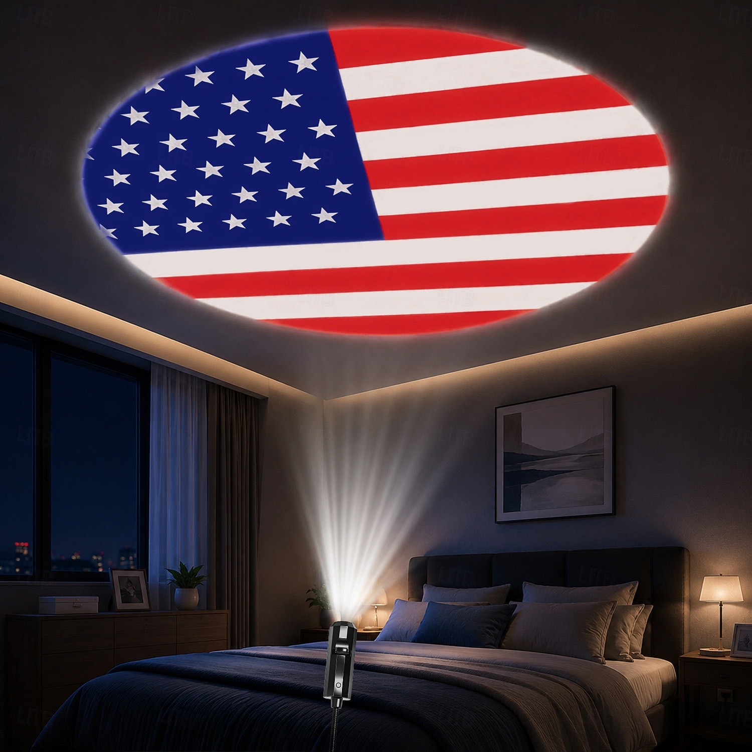 Projectielamp met Amerikaanse vlag, patriottische USB-projectorlamp ter ere van het 250-jarig jubileum van de VS, voor het WK voetbal 2026, decoratielamp voor binnen in de slaapkamer, woonkamer, 2026 - $8.99 –P3