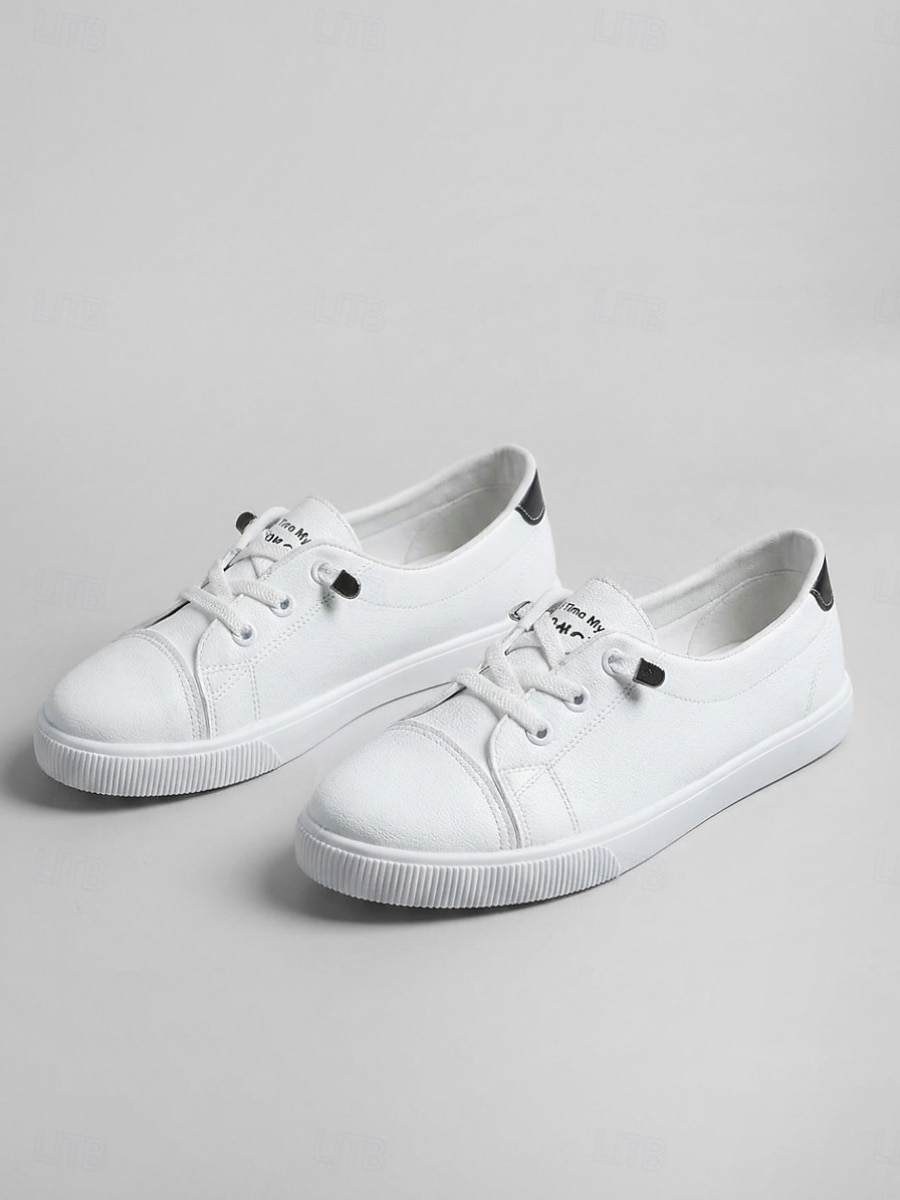 Γυναικεία κλασικά λευκά casual sneakers – ελαφριά παπούτσια πεζοπορίας με ελαστική ταινία και εύκαμπτη αντιολισθητική σόλα για καθημερινή άνεση, σχολείο, ταξίδια και καθημερινή χρήση. 2026 - $24.99 –P3
