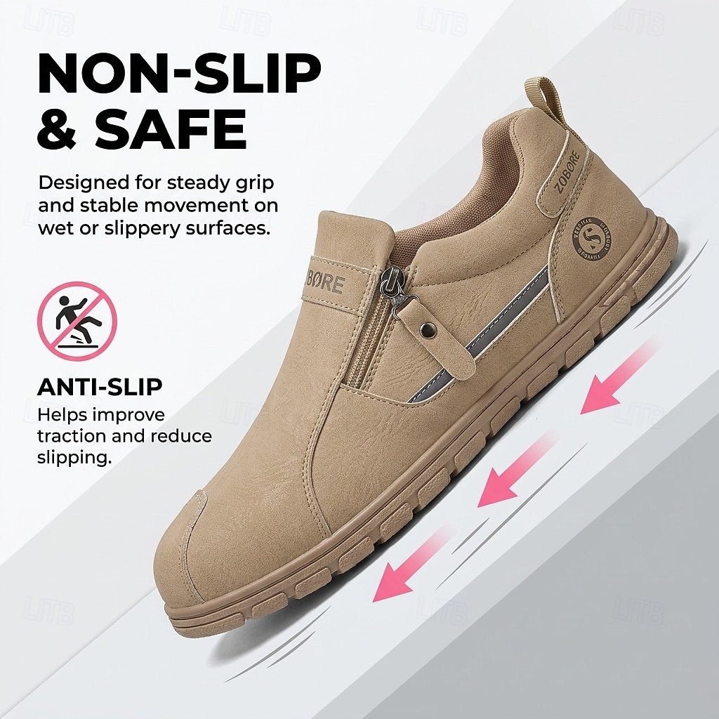 Ανδρικά μπεζ slip-on casual παπούτσια – ελαφριά και άνετα παπούτσια για περπάτημα, εύκολα στο περπάτημα, για ταξίδια, δουλειά, οδήγηση, πεζοπορία και καθημερινές δραστηριότητες. 2026 - $32.99 –P2