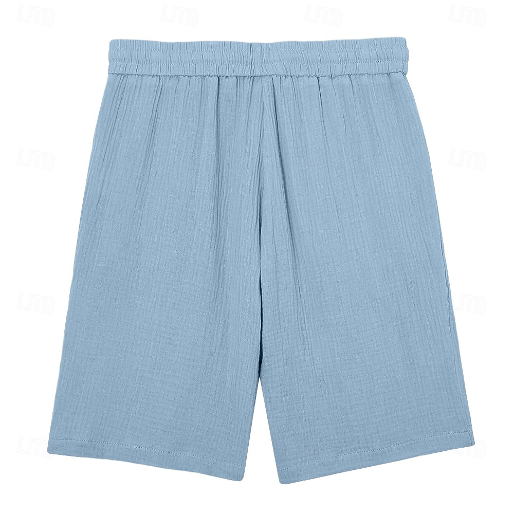 Homme Shorts d'été Shorts de plage Short décontracté Cordon de serrage Taille Élastique Couleur Unie Texturé Confort Longueur Genou Quotidien Extérieur Vêtements de rue Mode Rétro Vintage Bleu Kaki de 2026 ? $25.99 –P3