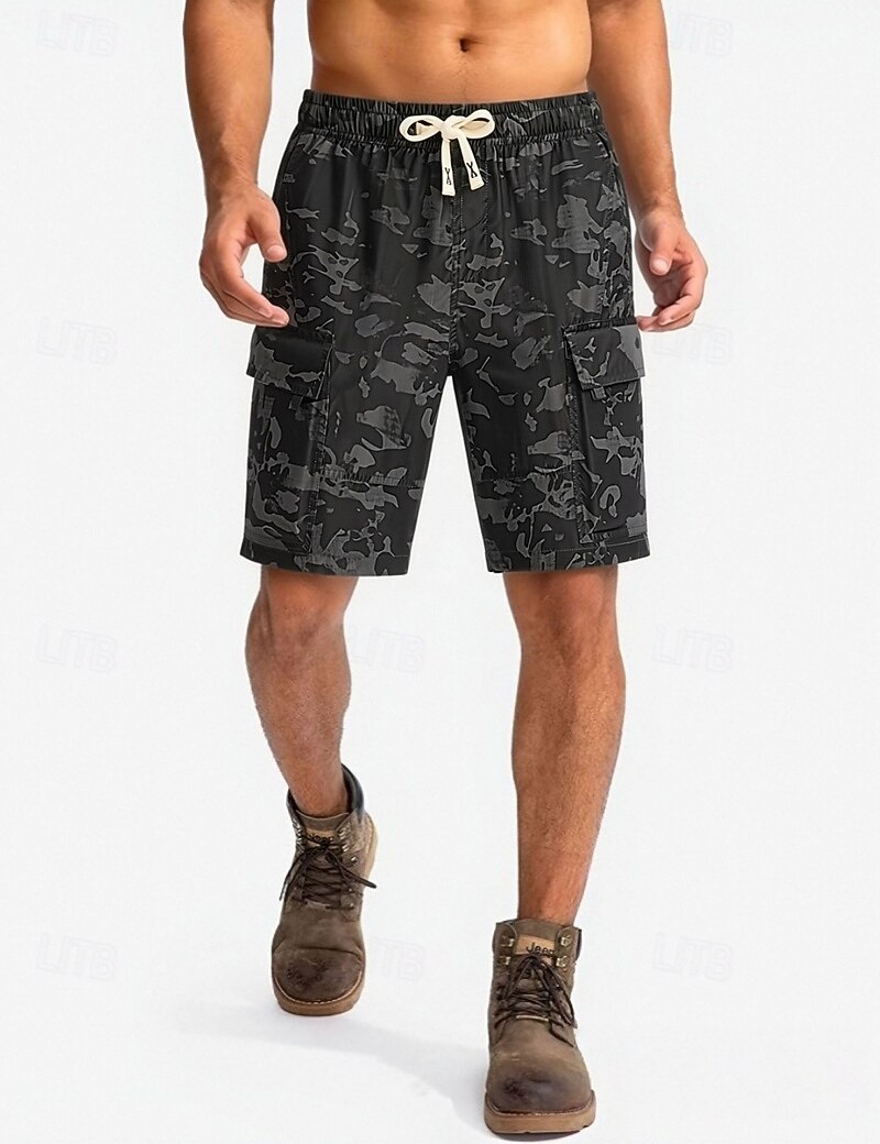 Men's Lightweight Cargo Shorts Comfort Waist Tactical Cargo Shorts Casual Shorts Drawstring Elastic Waist Multi Pocket Camouflage Quick Dry Knee Length Casual Outdoor Streetwear Fashion Streetwear 2026 - $27.99 –P20