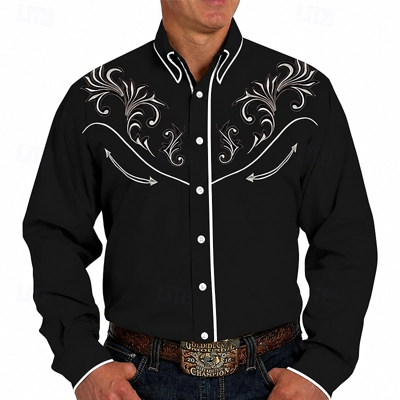 Clássico Retro Vintage Blusa / Camisa Cowboy do Oeste 3D Fantasia Homens Baile de Máscaras Dia a Dia Festa de Solteira Adulto Camisa de 2026 por $21.99 –P8