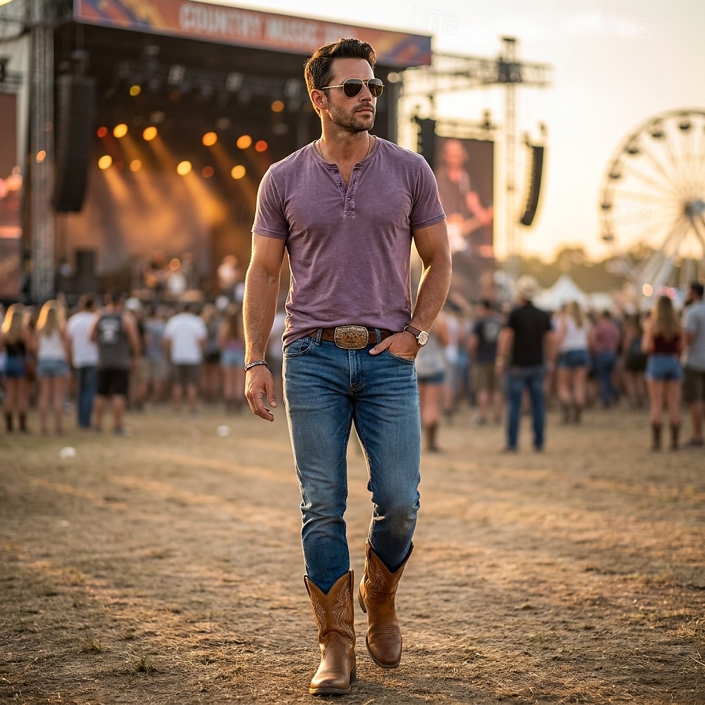 miesten klassiset lännentyyliset cowboy-saappaat – kestävät nahkaiset maalaistyyliset saappaat festivaaleille, ulkojuhliin, livemusiikkitapahtumiin ja rentoon lännenmuotiin 2026 - $59.99 –P2