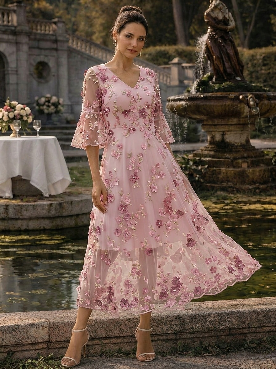 cocktail dress ankle length A-Line Cocktail Dresses Elegant Dress Wedding Guest Homecoming Ankle L   JiMiss Dresses