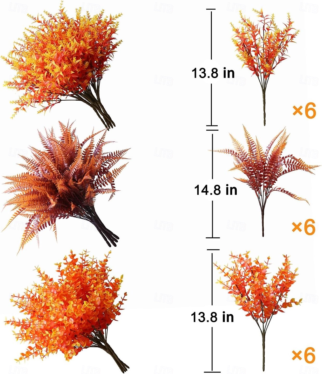 18 ramos de flores artificiais de outono para decoração de exteriores, plantas artificiais de seda resistentes aos raios UV, ideais para o Dia de Ação de Graças e Halloween, não desbotam e são de 2026 por $24.99 –P2