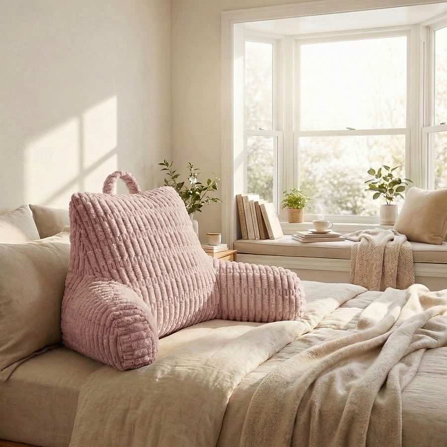 Pernă ergonomică de citit cu cotieră, pernă mare cu suport lombar din fleece pentru spătarul patului, pentru canapea extensibilă, citit la birou &vizionarea televizorului 2026 - $91.99 –P7