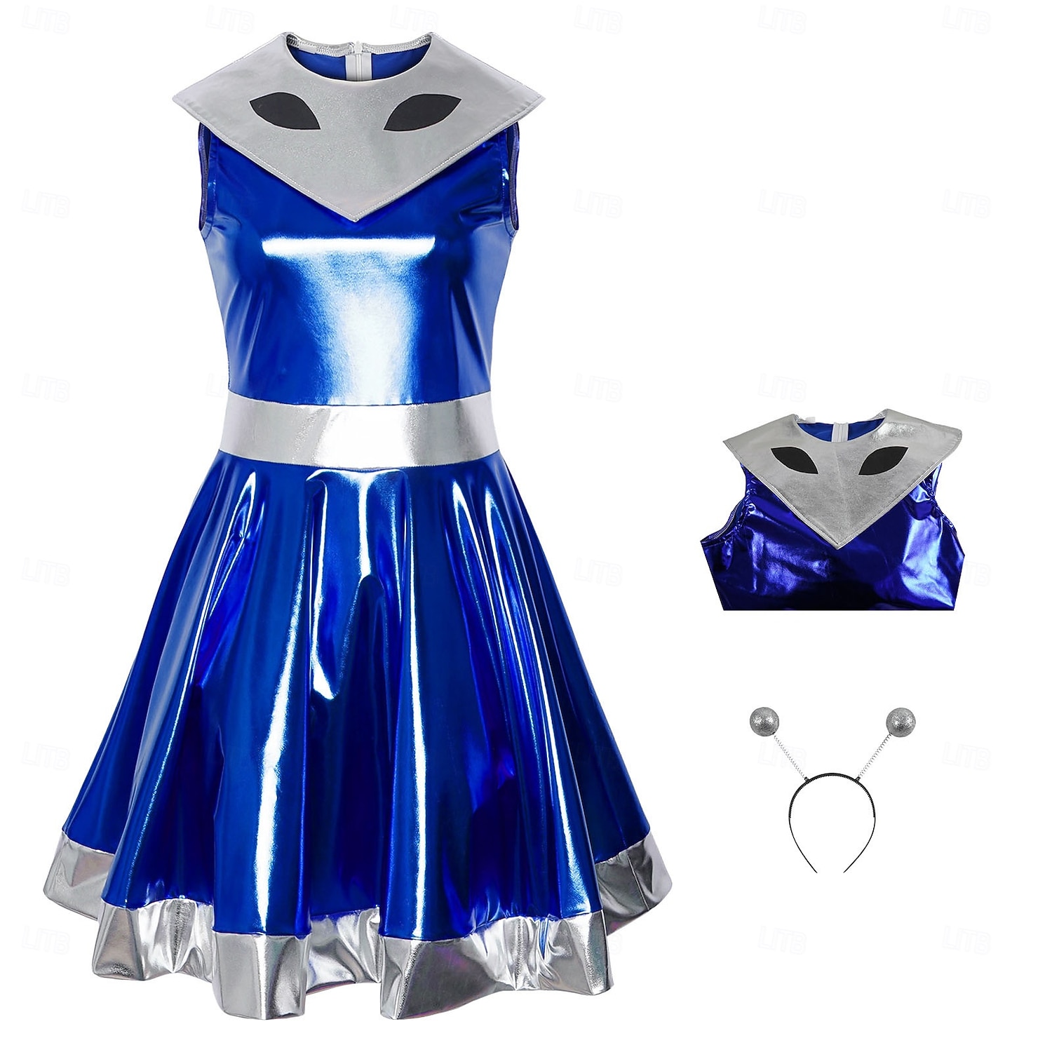 Jurken Outfits Fancy kostuum Buitenaards kostuum Ruimtemeisje Cosplay Glanzend latex patent Metallic Kinderen Volwassenen Dames Halloween Carnaval Boekenweek Feest Prestatie Aankleden 2026 - $63.99 –P7